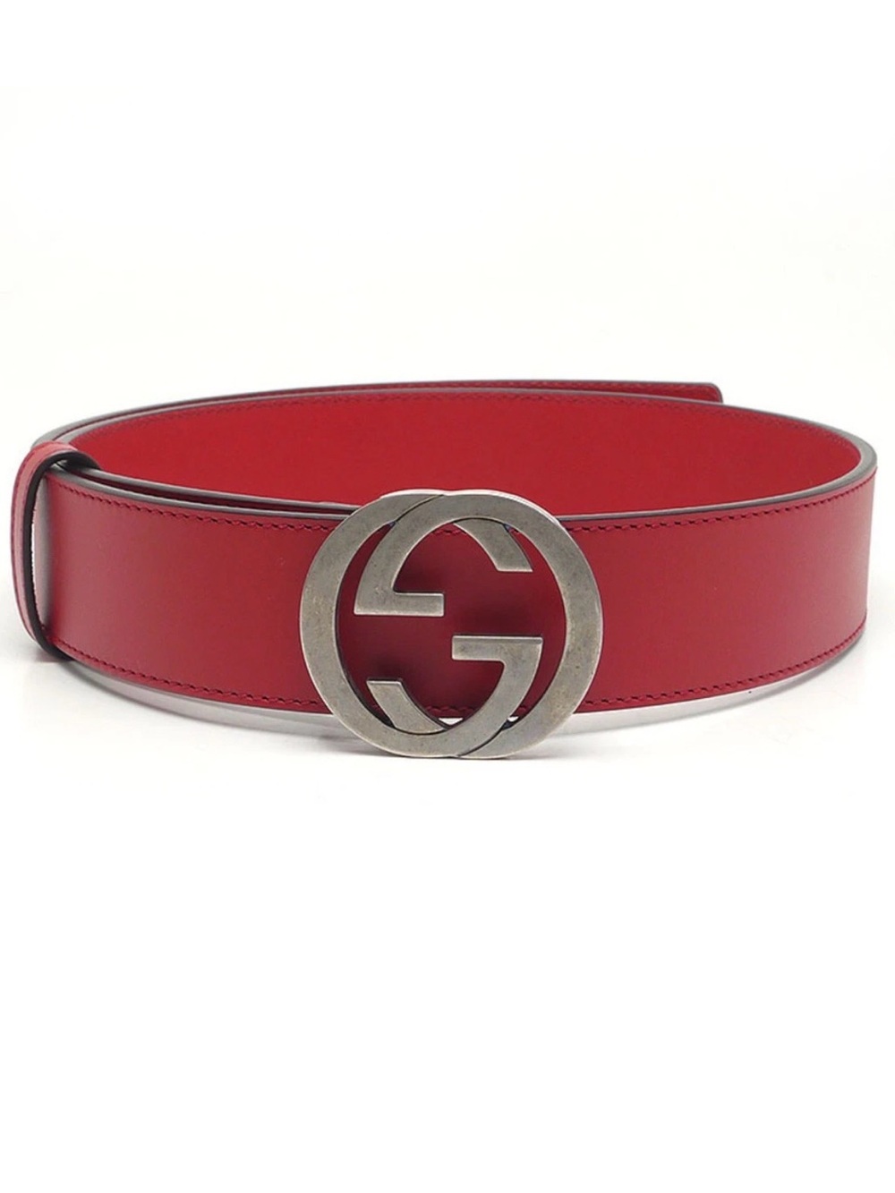 New Gucci Interlocking G buckle leather belt, women size 85, red